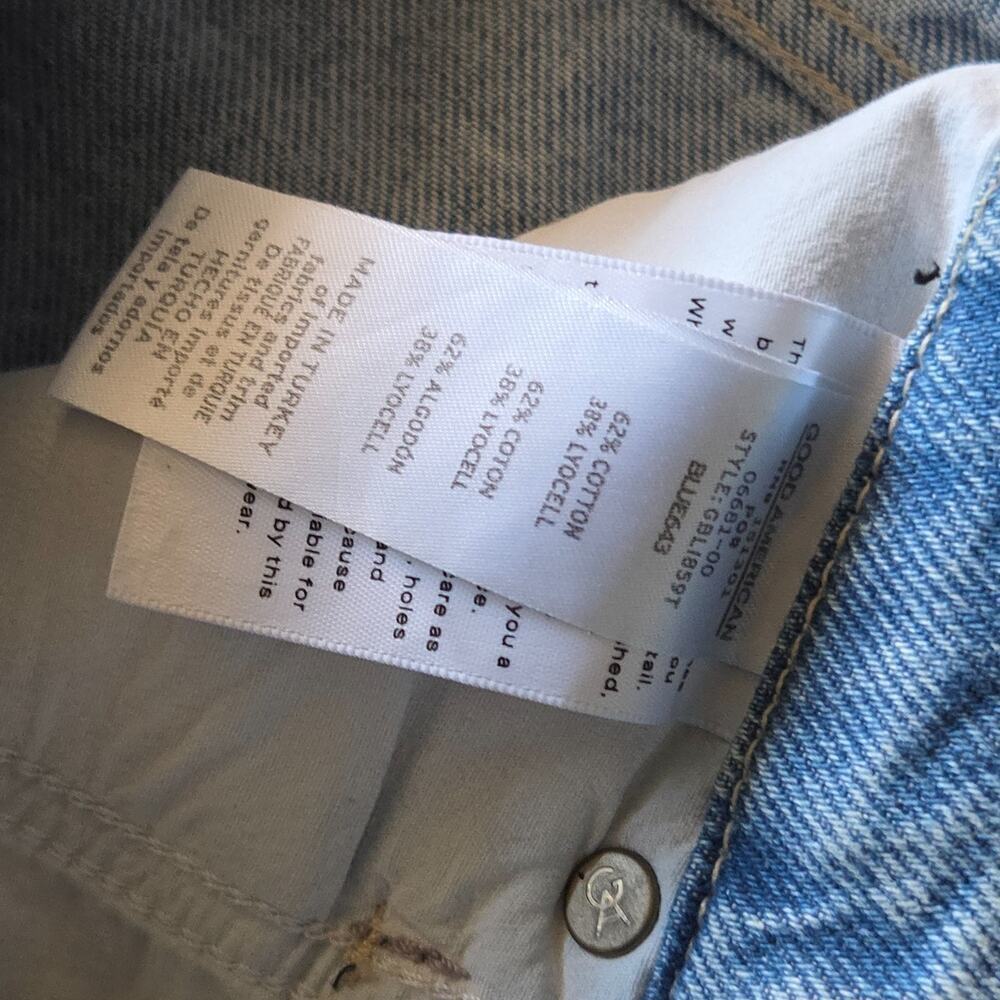Good American Good Boy Jeans Size 2 26 Light Wash Denim Straight Leg GBL1859T - Picture 5 of 6